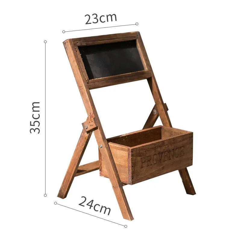 Wooden planter creative flower stand vintage solid wood planter balcony small blackboard garden flower box decoration ornaments
