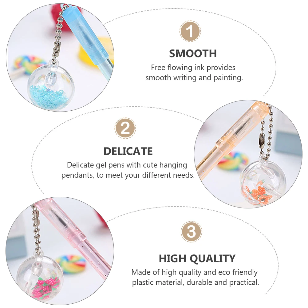 

10 Pcs Chic Pendant Gel Cute Kawaii Pens Fountain Stationery Lovely Neutral Ink