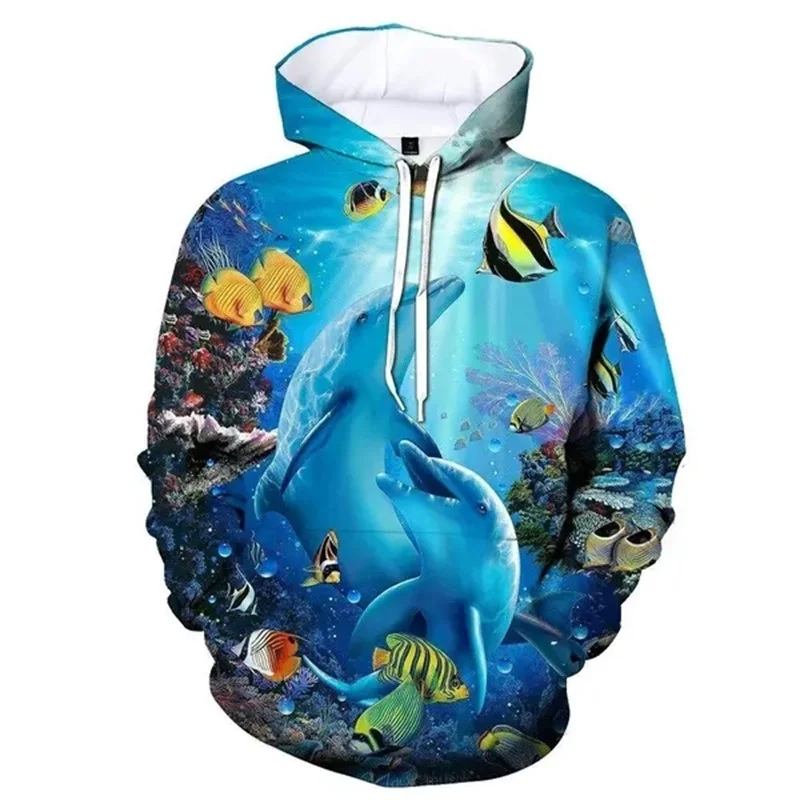 

Fashion 3D Dolphin Printed Hoodies For Men Ocean Animal Graphic Sweatshirt Children Hipster Streetwear Pullover Women Hoodie