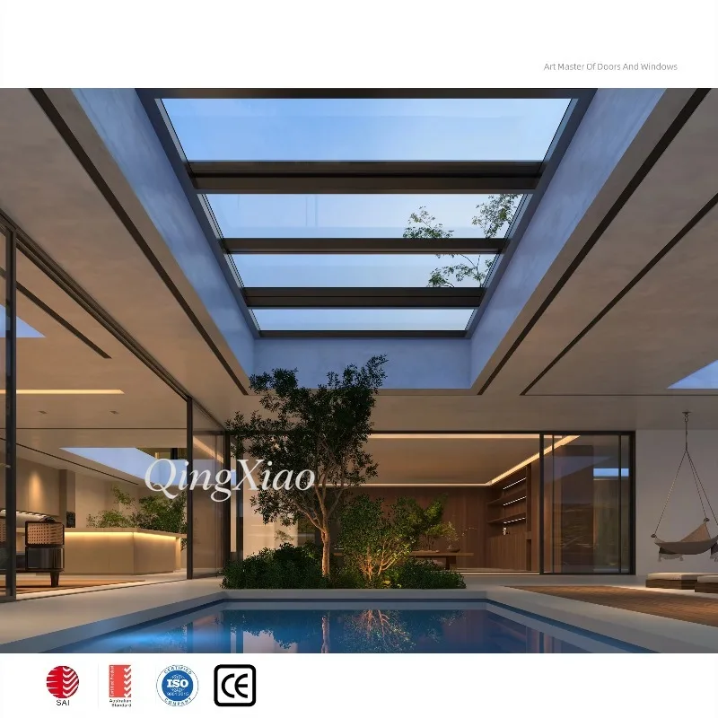 Aluminum Frame Sunroof Skylight Stable Water Resistant Structure Fit For Loft Villa Residential Indoor And Outdoor Building
