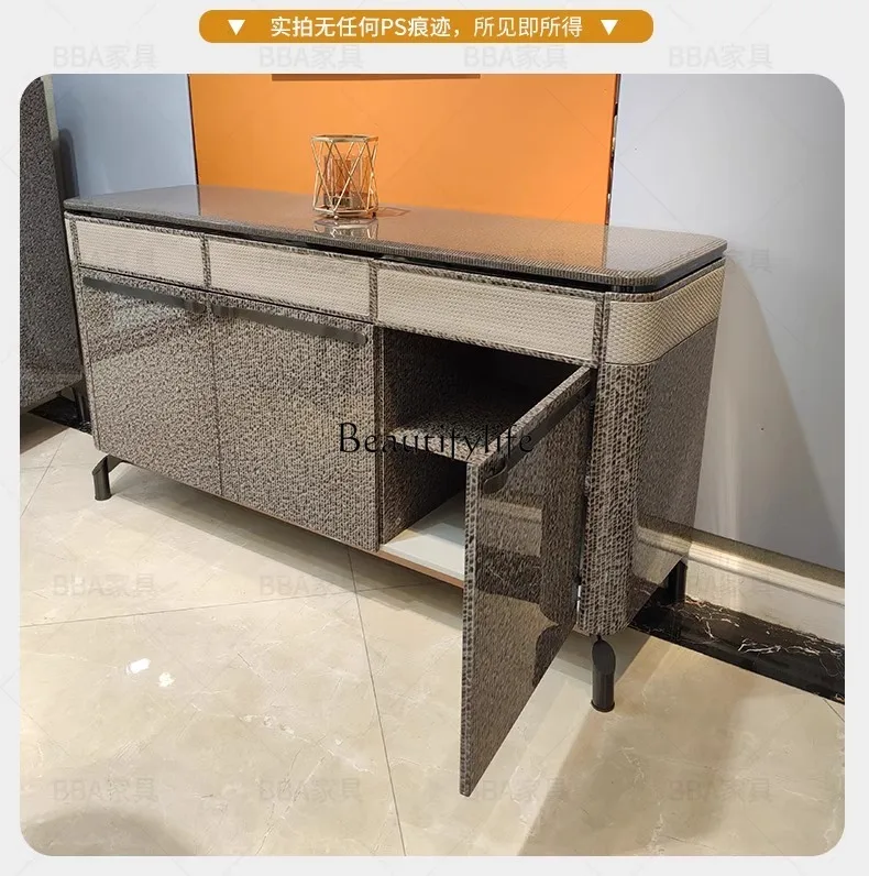 Italian light luxury dining side cabinet modern minimalist solid wood high-end restaurant storage decorative cabinet