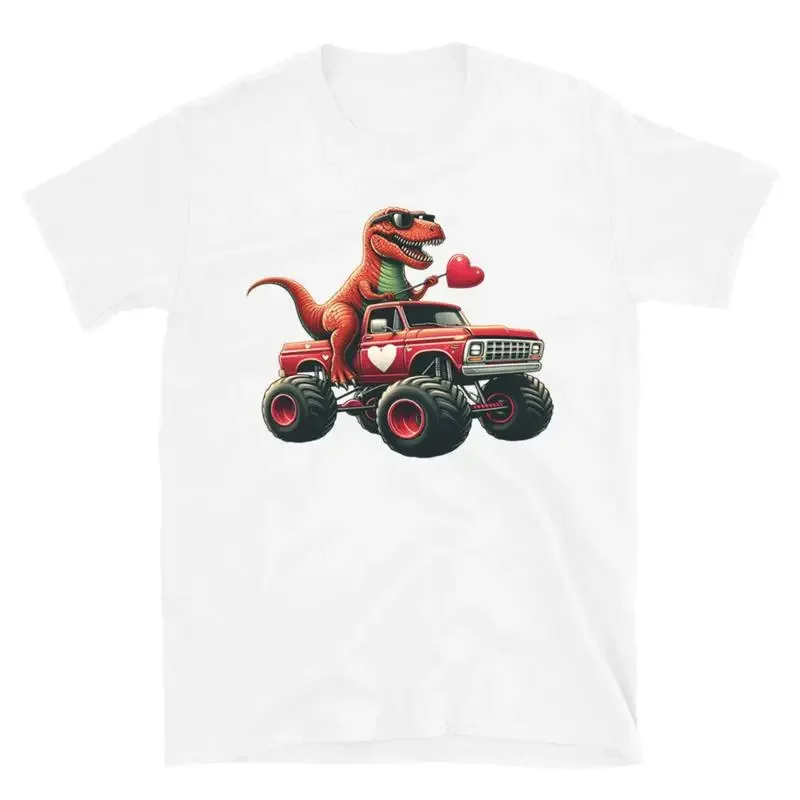 Valentine'S Day Funny T Shirt Rex Riding Monster Truck