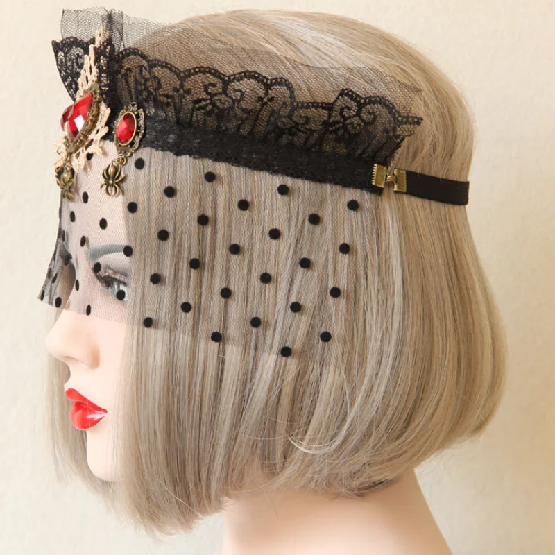 

Mesh jewel crown dance meet gauze mask