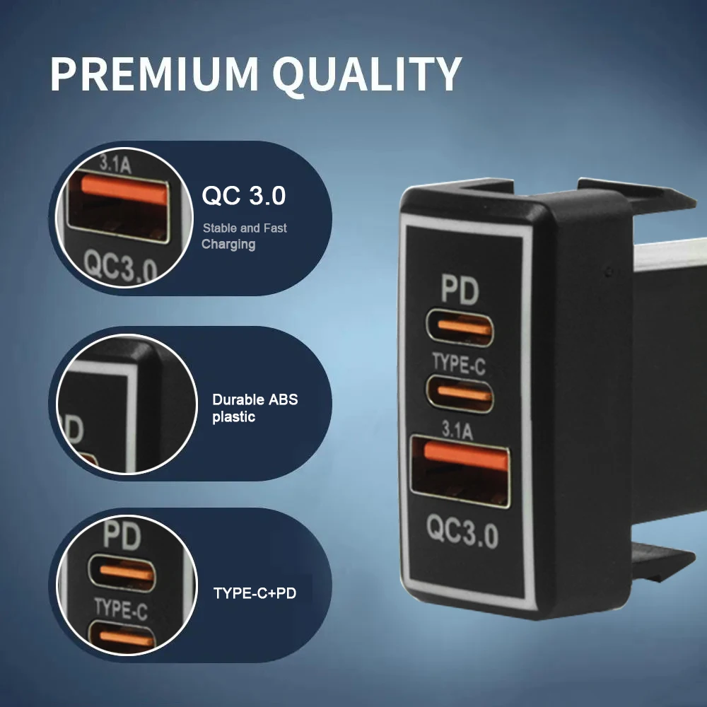 YSY 1 قطعة USB C شاحن سيارة PD QC3.0 USB شاحن سيارة المقبس 12 فولت 24 فولت الهاتف تهمة محول الطاقة لتويوتا TS-01-C #2