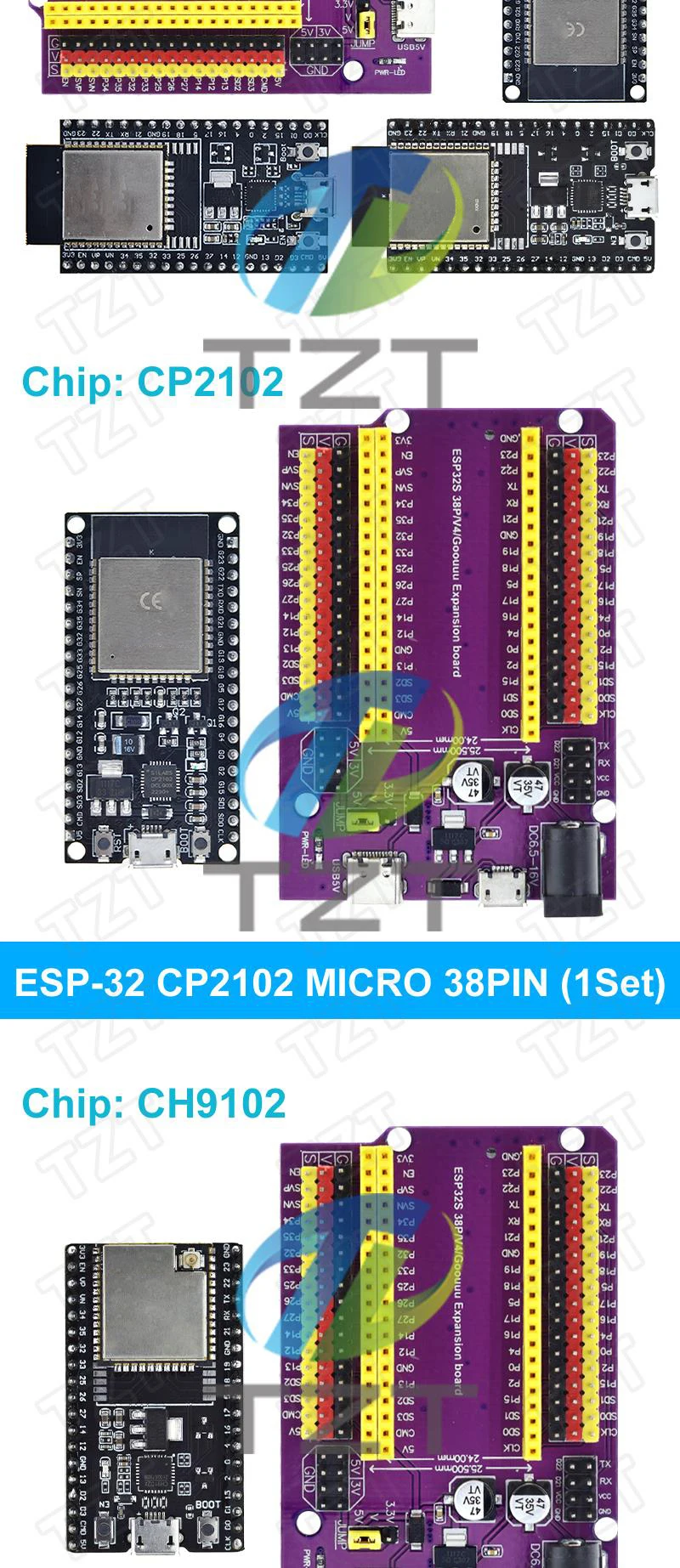 ESP32 Entwicklungsboard TYPE-C/MICRO USB CP2102 WiFi+Bluetooth Dual-Core ESP32-DevKitC-32 ESP-32 Erweiterungsplatine 38 PINs – Detail 5