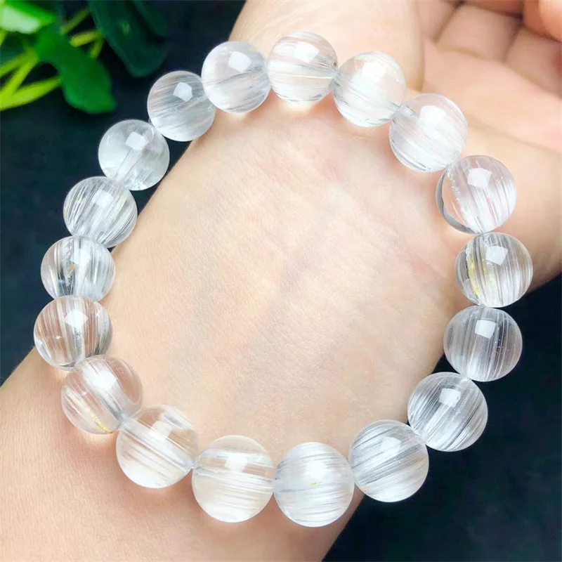 Natural White Topaz Bracelet White Transparency Healing Crystal Energy Stone Boho Simple Yoga Gift 8/10/11/13mm