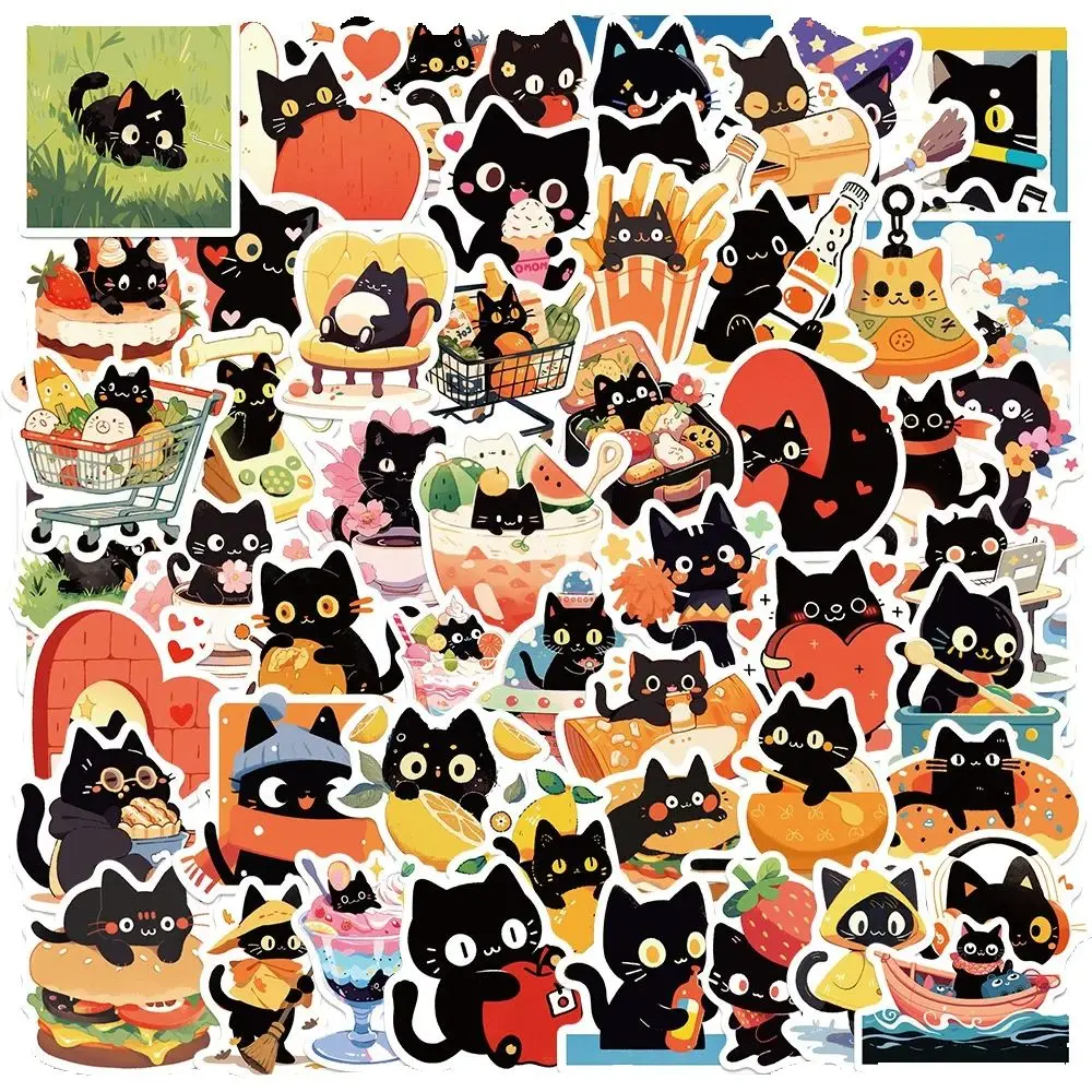 50PCS 새로운 고양이 관심 스티커 동물 만화 편지지 스티커 iPad 컴퓨터 헬멧 기타 벽 스티커