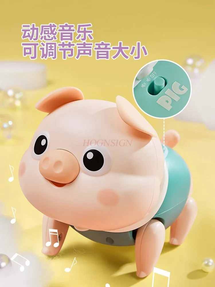 Electric music, rope pulling pig can move, sing and walk, 1-3 year old baby toy