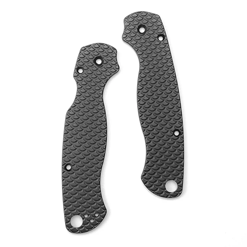 Timbangan Pegangan Hitam Anodized Aloi Aluminium 2 Warna untuk Pisau Spyderco C81 Paramilitary2 Para2 Asli DIY Membuat Aksesori
