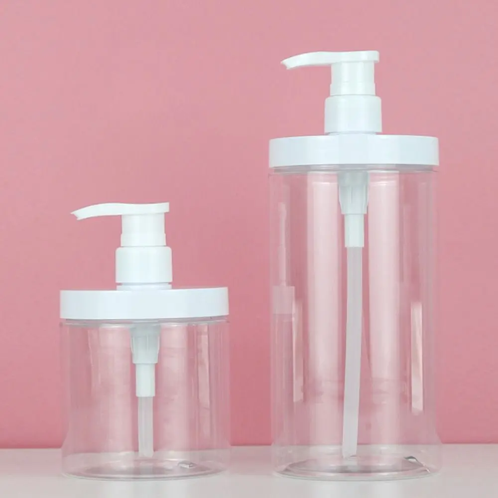 500/1000ml Pump Bottle Dispenser Wide Mouth Clear Shower Bottles Refillable PET Storage Bottle for Shampoo Conditioner Lotion