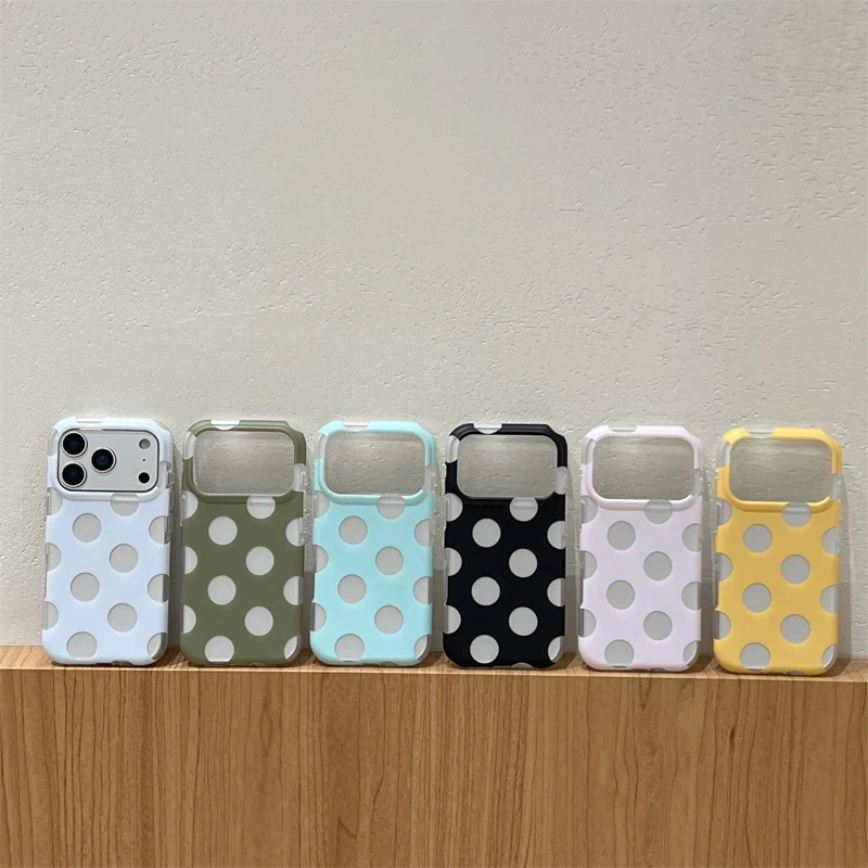 Fundas de Teléfono con Diseño de Puntos para iPhone 15 16 17 Pro Max, Funda 13 14 Pro, Carcasa Rígida IMD TPU a Prueba d