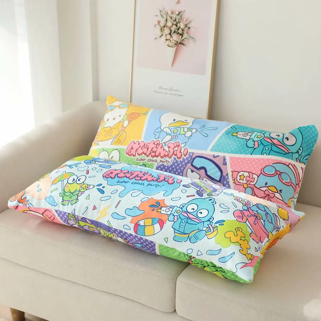 Sanrio Cute Huggable Pillow Japanese Style Printed Back Cushion Stuffed Anime Hangyodon Tuxedosam Pochacco Plushies Home Decor