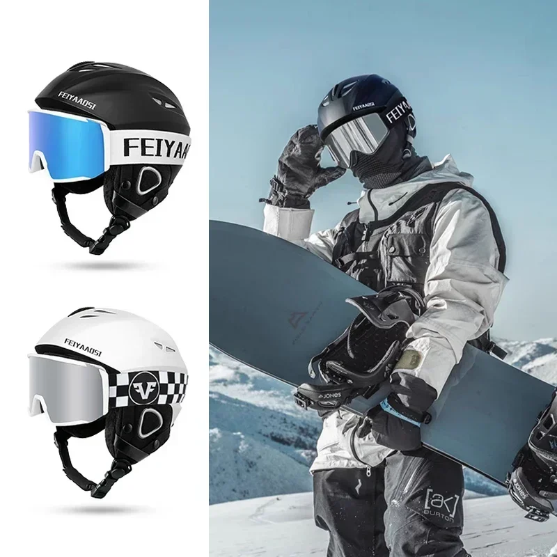 Unisex Ski Helmet Ski Glasses Anti-impact Skateboard Snow Goggles Set Professional Adults Children's Skiing Safety Equipment