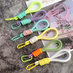 Universal Mesh Lanyard Keychain Simple Fashion Fluorescent Color Phone Hanging Cord Colorful Braided Strips Key Rings