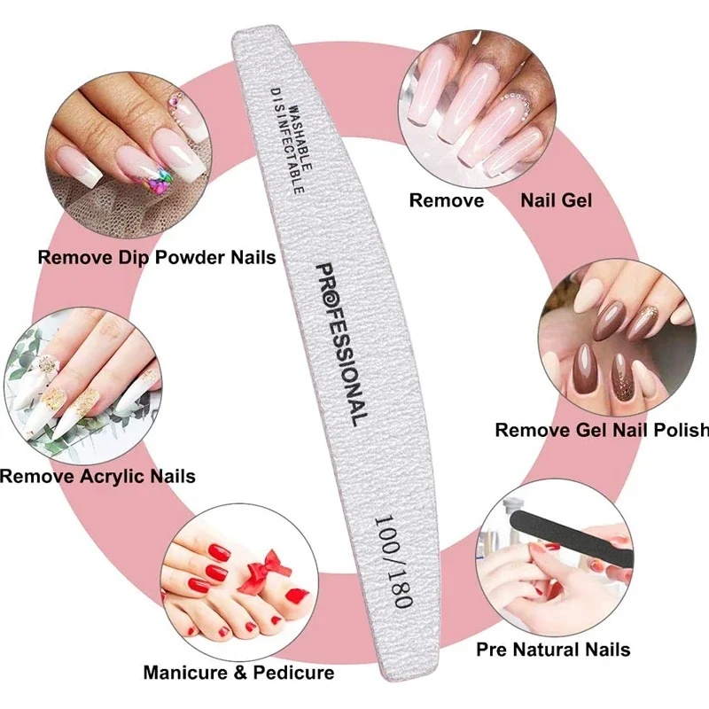 5/10/25 pezzi lavabili 180/240 manicure lime per unghie grigie strumenti per la cura delle unghie a doppia faccia per salone professionale riutilizzabile lima per nail art
