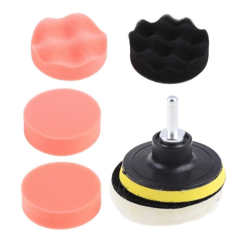 

7 Pcs 3 inch Buffing Pad Auto Car Polishing Wheel Kit Buffer + M14 Drill Adapter drill adaptor for connect the electric drill