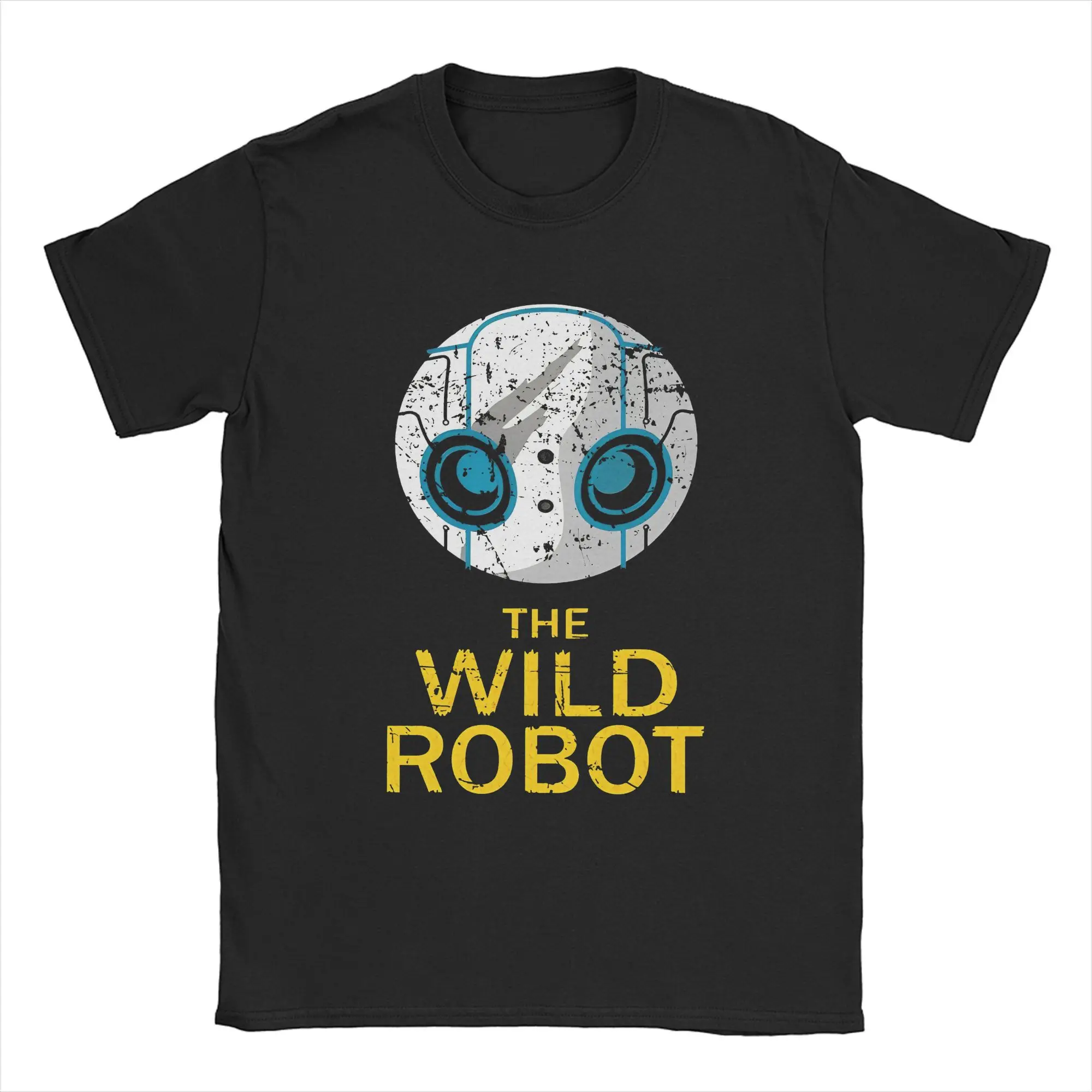 The Wild Robots Vintage Men T Shirt Cartoon Fiction Novelty Tee Short Sleeve Crew Neck T-Shirt 100% Cotton Plus Size Clothes