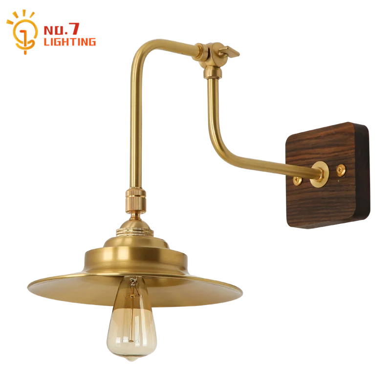 

Nordic Minimalist Vintage Retro Walnut/Log Brass Wall Lamp E14 LED Indoor Lighting Bedroom Background Cafe Slaon Loft Restaurant