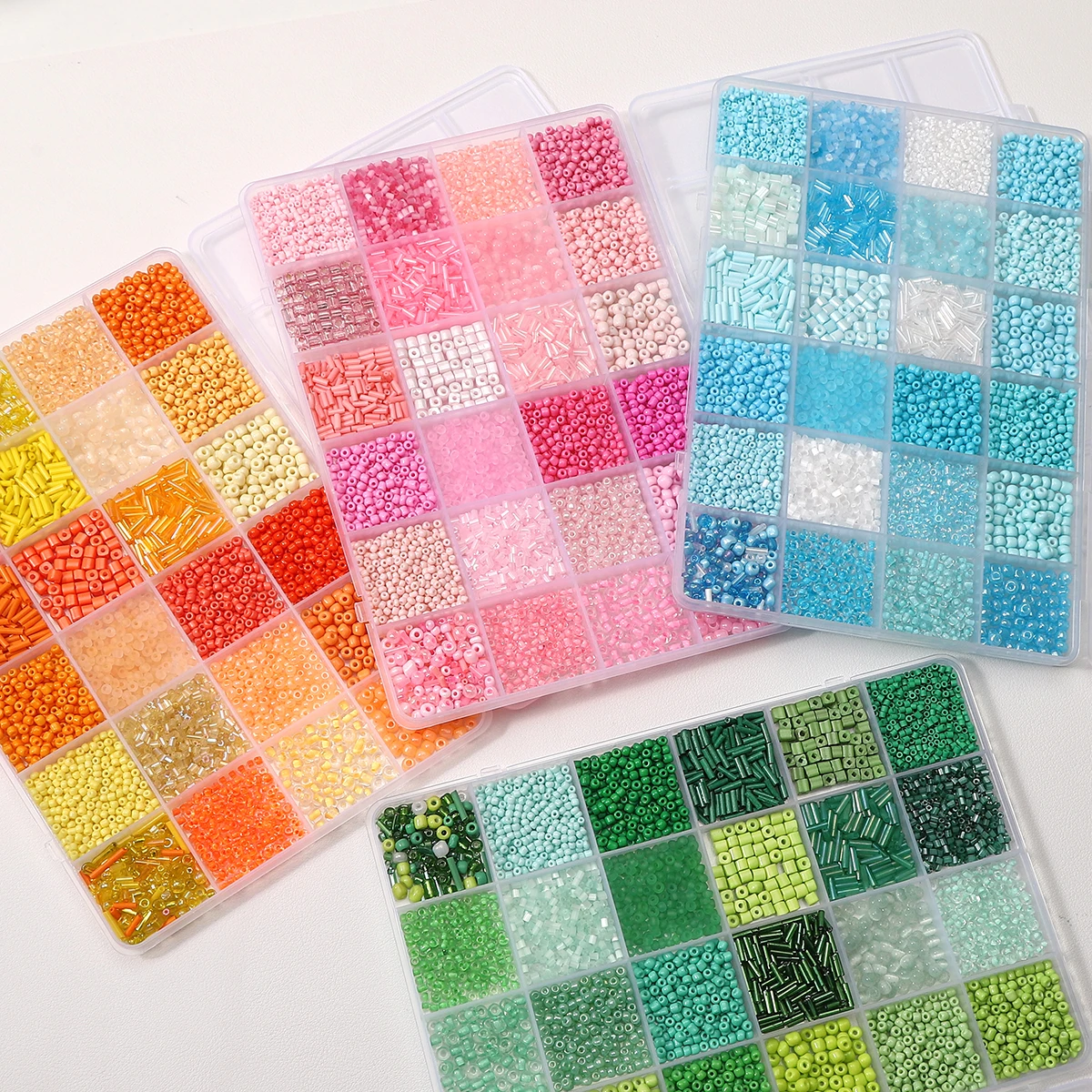 4300pcs 24-Grid Multi-Size Glass Seed Rice Beads Set for DIY Bracelet Necklace Earrings Jewelry Making Beading Supplies view 5