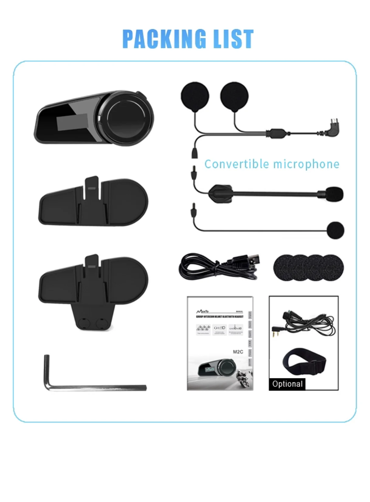 Hot sell Maxto M2C 1000M Long Intercom Range bluetooth Headphone Motorcycle Helmet Headset with 2 in 1 Microphone