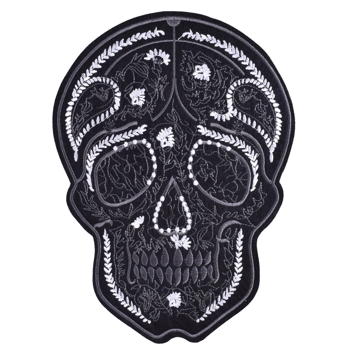 Big Black Skull Embroidery Patches Iron on Patch Sew-on Embroidered Appliques Thermo Stickers DIY Clothing