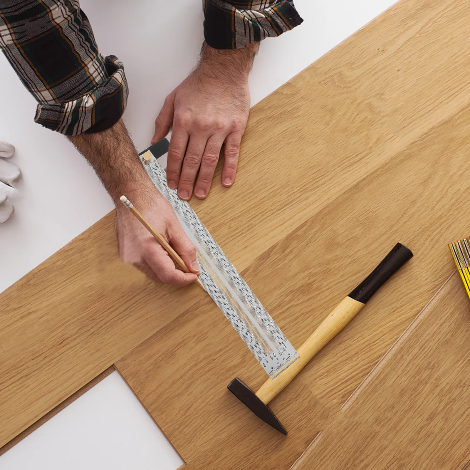 

T-Square Ruler Woodworking Ruler 300mm Precision Scribing Line Gauge Carpenter Measuring Tool for Carpentry Projects Workshop