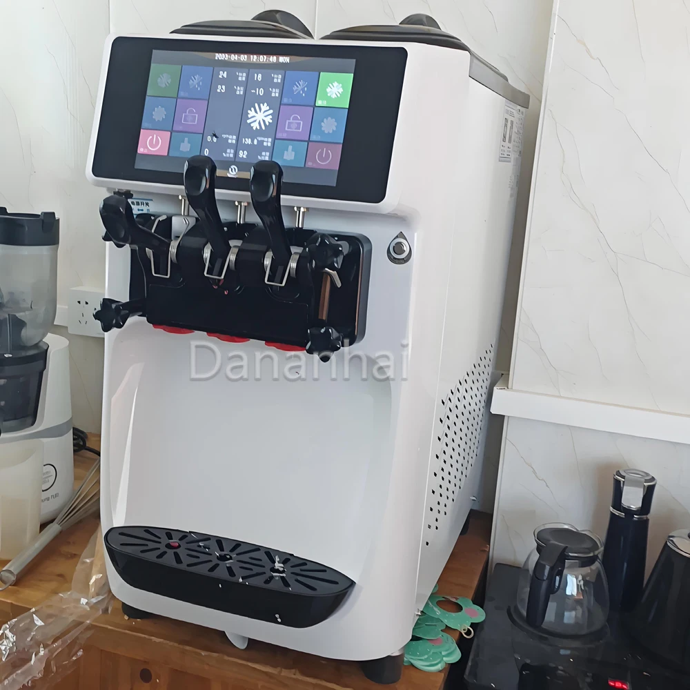 Three Flavor Soft Serve Ice Cream Machine GT32ERLW Stainless Steel Commercial Ice Cream Equipment For Beverage Store