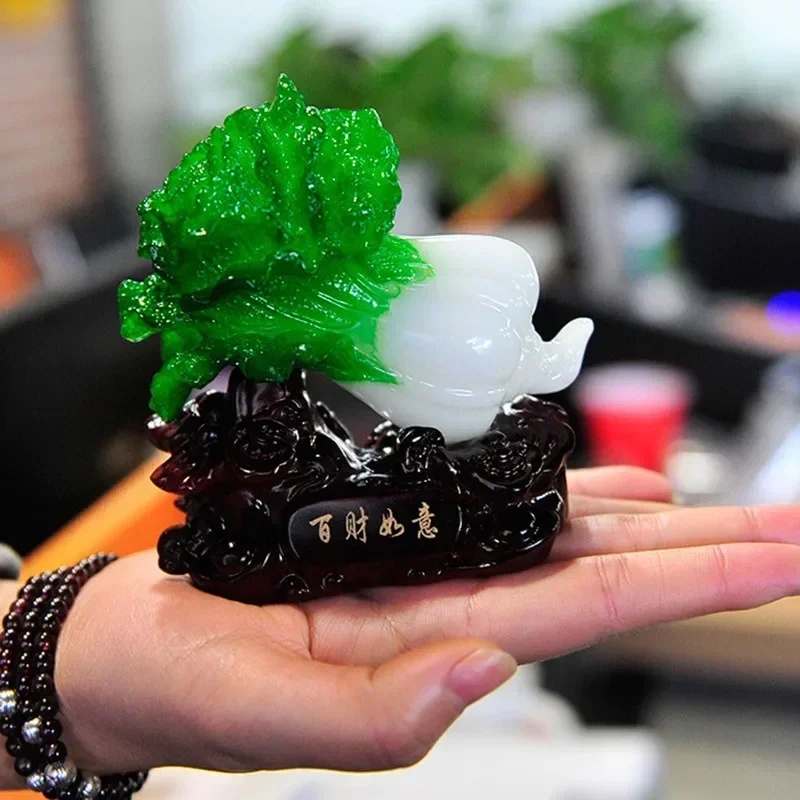 WSHYUFEI Housewarming New Home Gift Jade Cabbage Figurines  lucky Mascot Ornaments Office Home Decoration Accessories