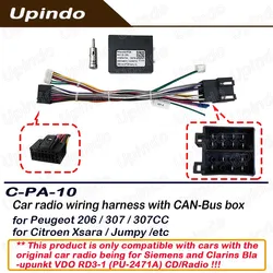 Cabo de Rádio do Carro com CANBus para Peugeot 206 307, Citroen Xsara Jumpy, Cablagem Elétrica, Aftermarket, Stereo, Adaptador de Instalação