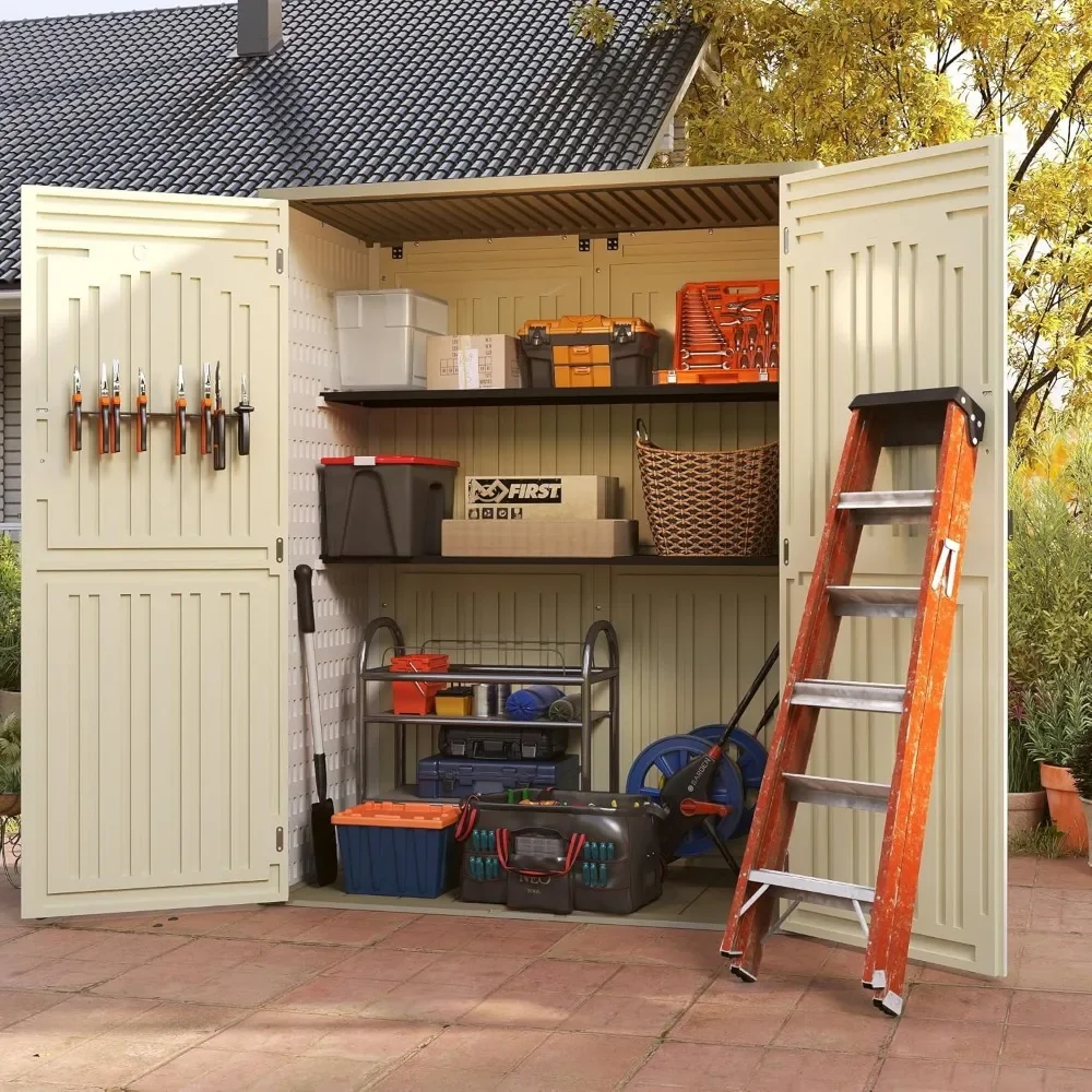 Vertical resin storage shed, plastic outdoor waterproof, 5.6 x 2.3 feet, garden tools and outdoor storage shed - view 5