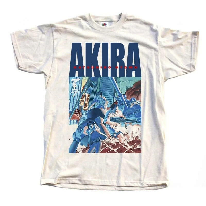 100% cotton tshirt men summer fashion T-shirt euro size  Akira 1988 natural T-shirt V7 manga K.Otomo Tokyo  tshirt  harajuku