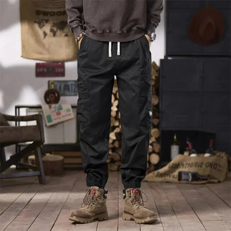 

spring and autumn tide overalls multi-bag pants men new loose feet