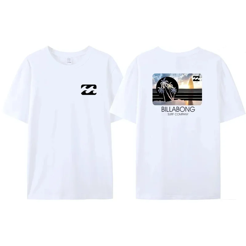 2024 Wave New Men's WOMEN  Summer Billa-bong T-shirt 100% Cotton Double Sided Printing High Quality Casual Top Tees