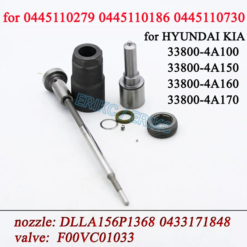 

0445110279 0445110186 0445110730 Injector Repair Kit Nozzle Tip DLLA156P1368 0433171848 Valve F00VC01033 for HYUNDAI 33800-4A100