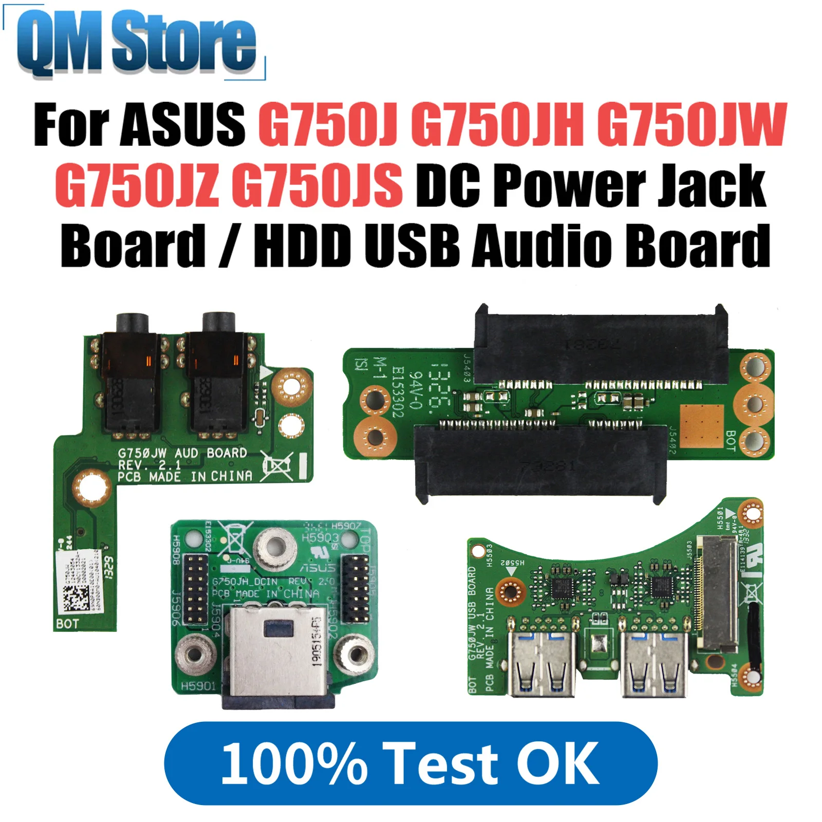 

G750J For ASUS ROG G750JH G750JW G750JS G750JZ G750JX G750JM G750JY G750JH DC Power Jack Board or Hard Disk HDD USB audio board