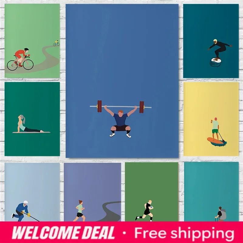 Cyclist Racing Bike Weightlifting Footballer Yoga Sports Lovers Poster Print Wall Art Pictures Canvas Painting Room Home Deco