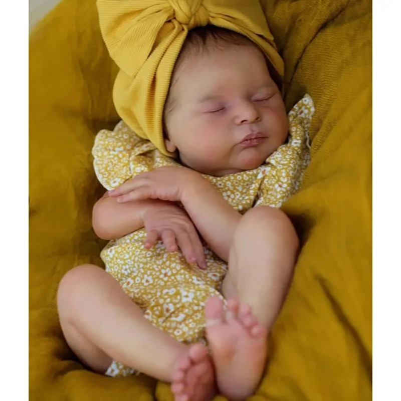 19inch Bebe Reborn Dolls Laura with Hand Rooted Hair Muñecas Bebes Newborn Sleeping Baby Real Soft Touch Reborn Dolls Nina