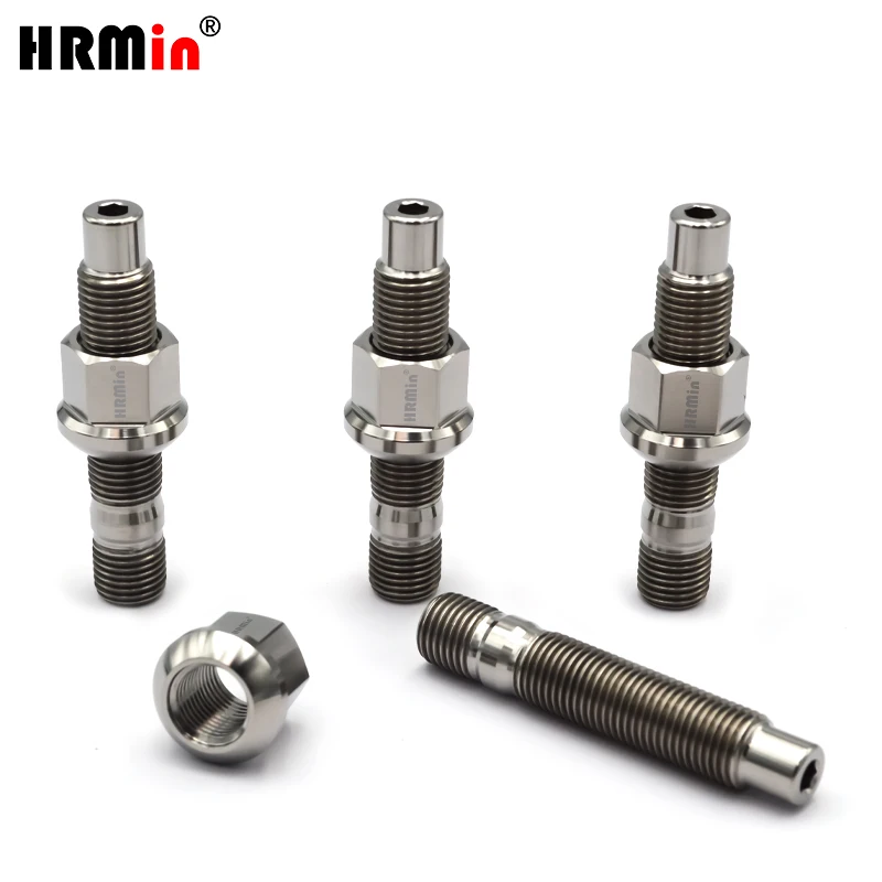 

HRMin 10.9 grade Gr.5 titanium 20pcs wheel stud M14*1.5*78mm with ball seat wheel nut M14*1.5*21mm for Mercedes-Benz racing car