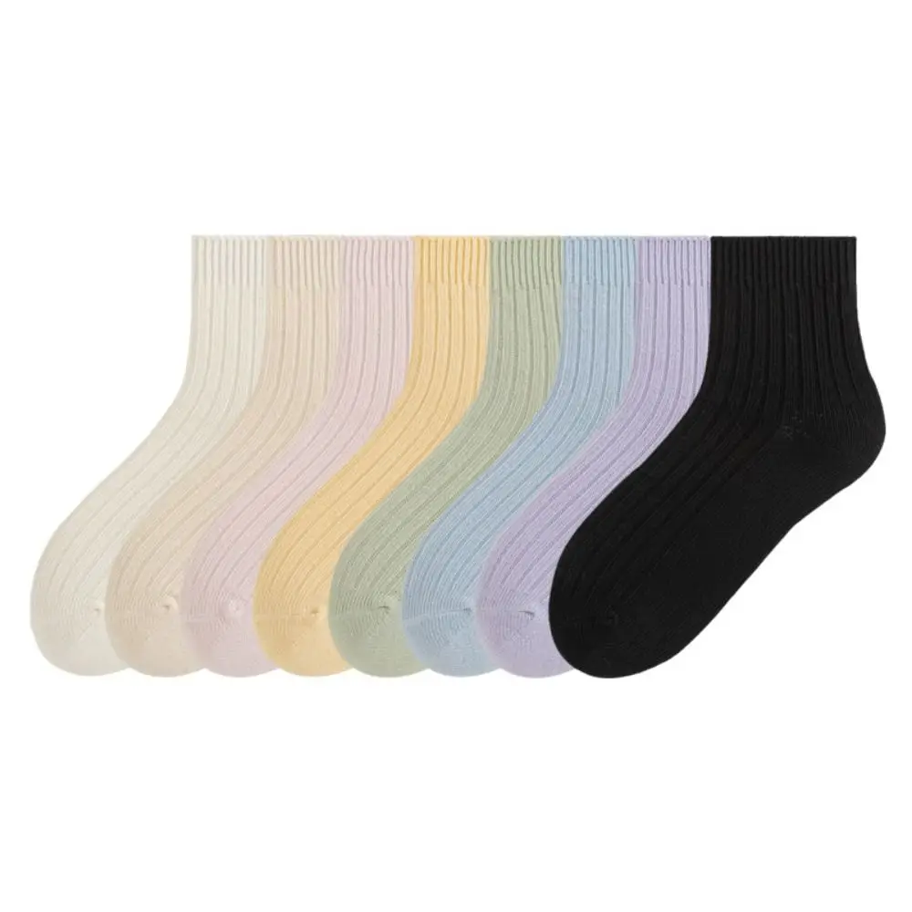 10Pairs Ins Candy Color Mid-calf Socks Simple Breathable Mid Tube Socks Female Hosiery Sweet Socks Women Streetwear