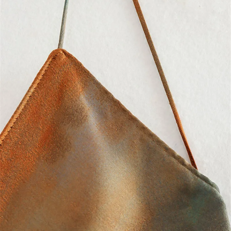 الحرير الساتان الملمس التعادل صبغ طباعة مثير فستان الرسن الصيف المرأة الجديدة ضئيلة أكمام الكاحل طول فستان فستان رسمي