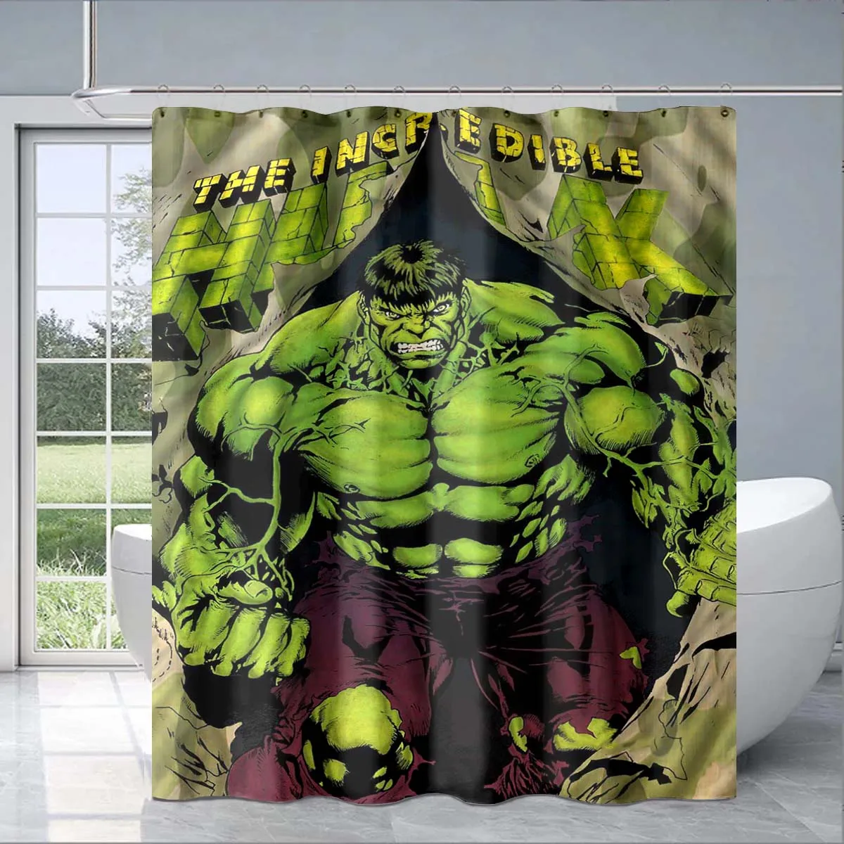 3d Printed Cartoon Anime Superhero Hulk Shower Curtain Adult Children Bathroom Decoration Shower Curtain Fan Gift