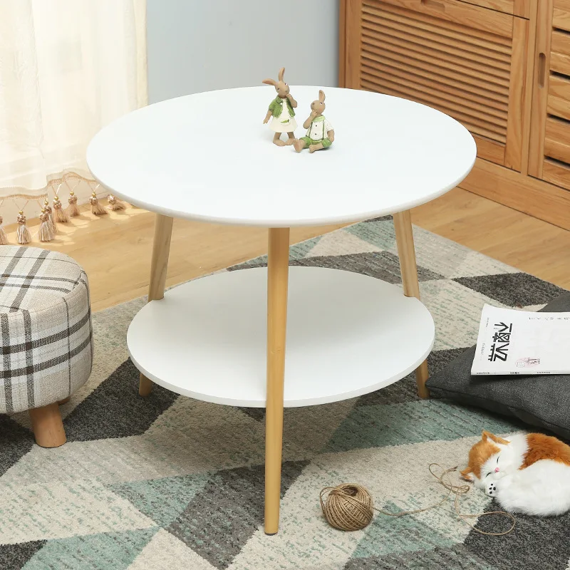 Nordic Double Decker Small Round Table Balcony Small Coffee Table Simple And Casual Corner Table Painted Small Round Table