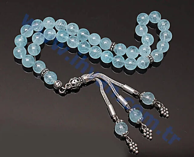 IQRAH Blue Topaz Stone Rosary (925 SETTING SILVER 7mm)