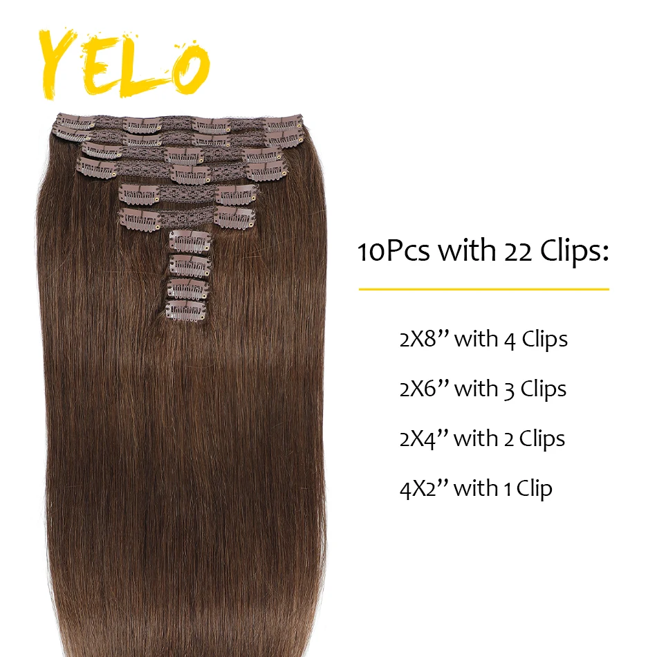 Grampo brasileiro reto em extensões para mulheres, cabelo natural real do cabelo, trama dobro, 160G