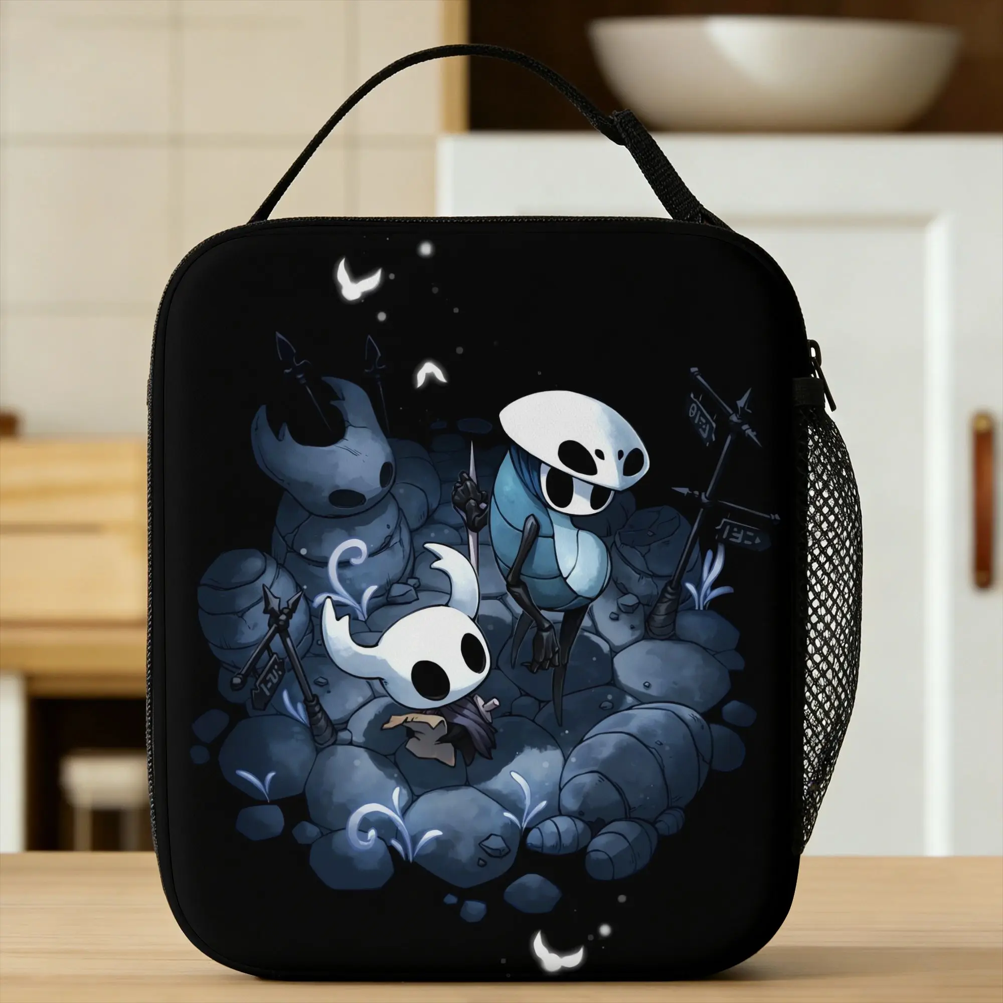 

Сумка для обеда с принтом Hollow Knight для взрослых, удобная сумка-холодильник для пикника, практичная сумка-тоут из оксфордской ткани для еды