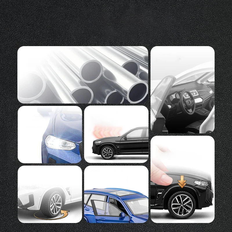 1:32 X3M X3 SUV 2025 Alloy Model samochodu Zabawka Diecasts Casting Pull Back Dźwięk i światło Zabawki samochodowe dla dzieci Pojazd