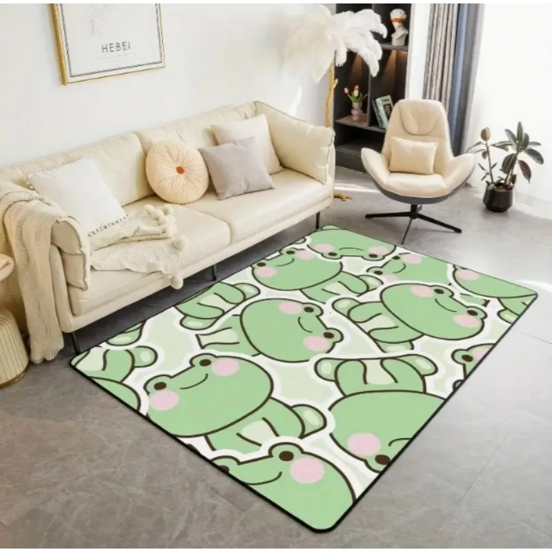 Keroppi-alfombra verde para interiores, alfombra suave de dibujos animados de rana, sala de estar, dormitorio, área de juego, decoración del hogar, regalo, familia y amigos