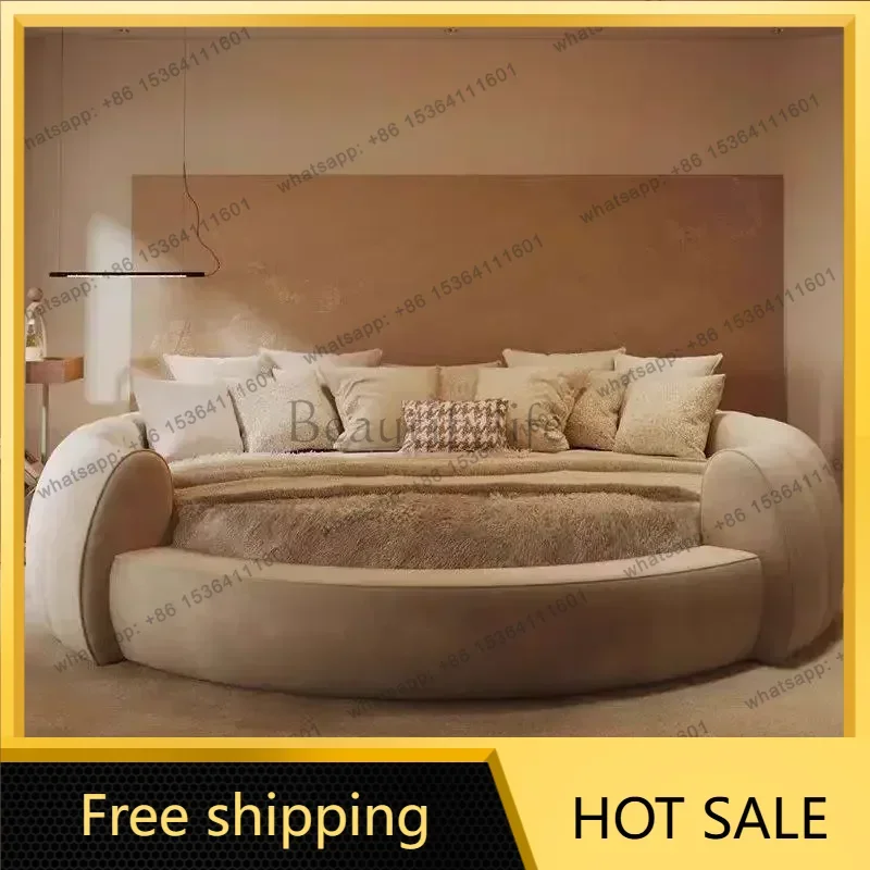LSDouble  Nest Modern King Size Bedroom Beds Elegant Design Letto Matrimoniale Furniture Minimalist Luxury Round Bed 200x200cm