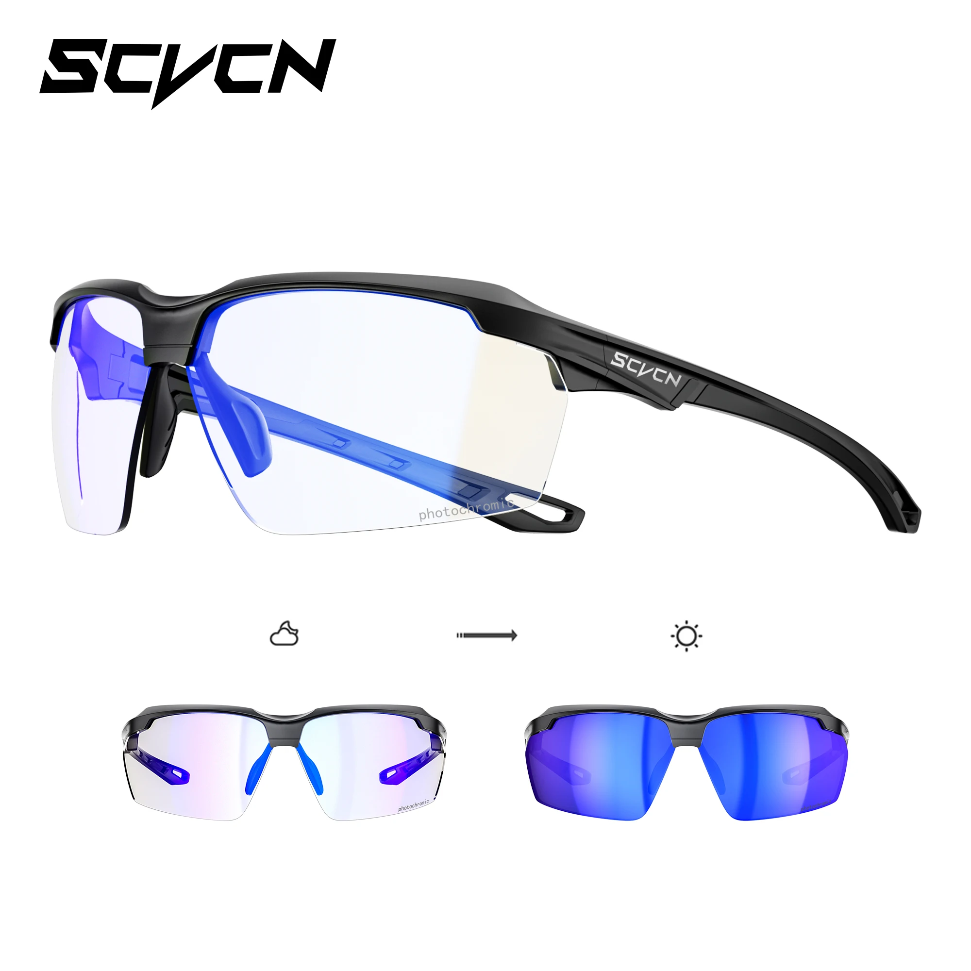 【セール中】SCVCN カラー調光サイクリングメガネアウトドアランニングサングラスハイキングドライブ自転車スポーツメガネ MTB ロードバイクメガネ