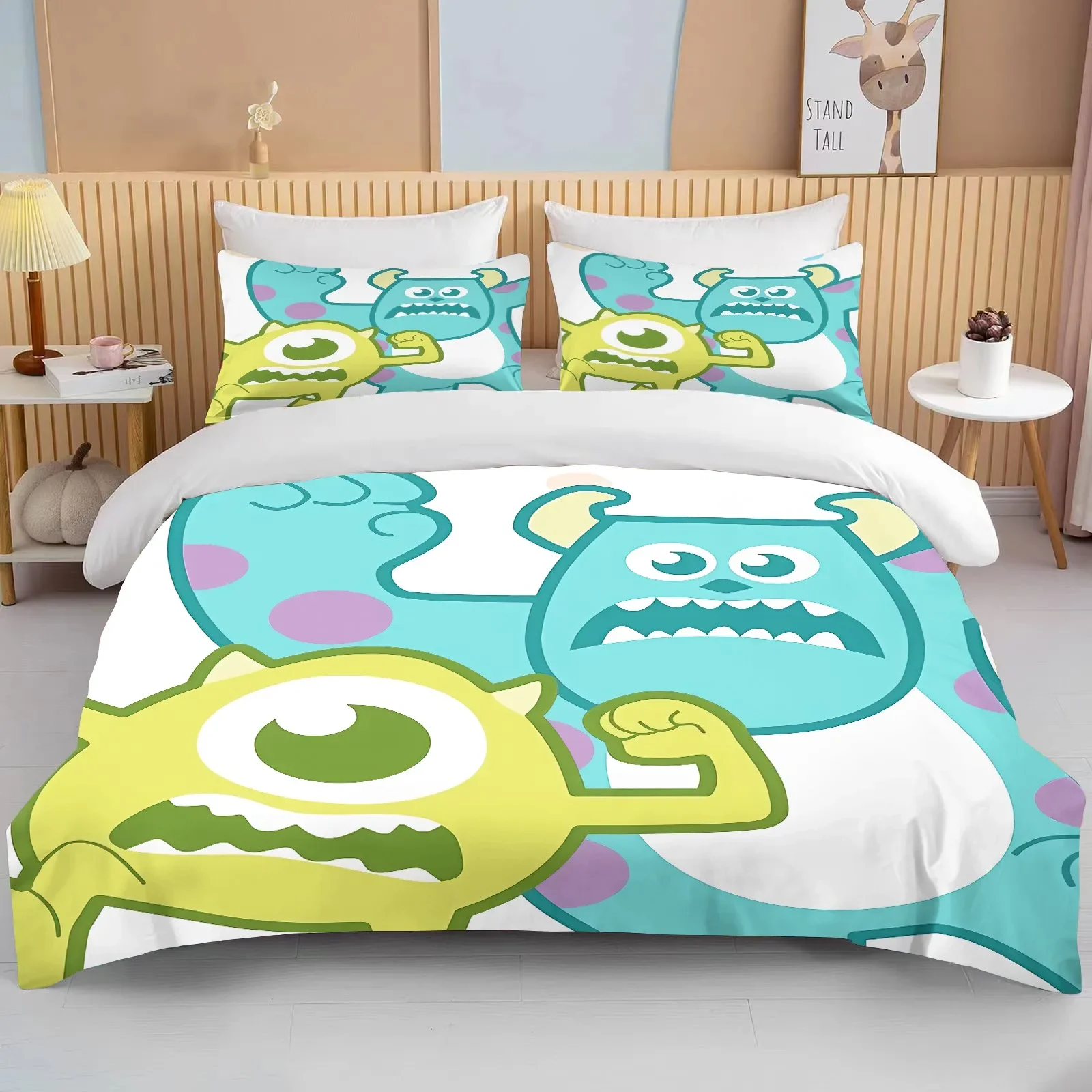 

10 Size Disney Monster Inc Printed Bedding Set Duvet Cover Anime Quilt Adult Kids Birthday Gift Full Size Comforter Bedding Sets